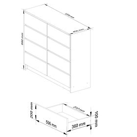 KOMÓD K 120 cm 8 FIÓK PK SONOMA / FEHÉR