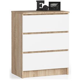 KOMÓD K 60 cm 3 FIÓK PK SONOMA / FEHÉR