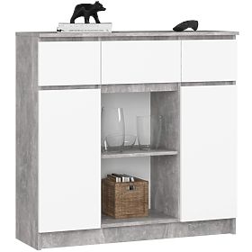 KOMÓD K100 2D 3SZ 1P PK BETON / FEHÉR