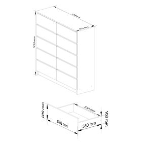 KOMÓD K120 10FIÓK CLP PK PIROS FÉNYES