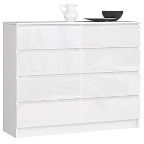 KOMÓD K120 8SZ PK FEHÉR FÉNYES