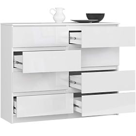 KOMÓD K120 8SZ PK FEHÉR FÉNYES