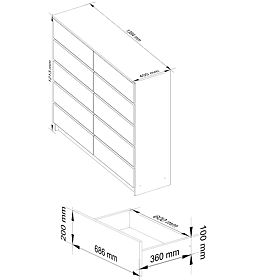 KOMÓD K140 10SZ CLP PK FEHÉR
