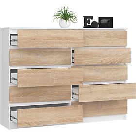 KOMÓD K160 10SZ CLP PK FEHÉR / SONOMA