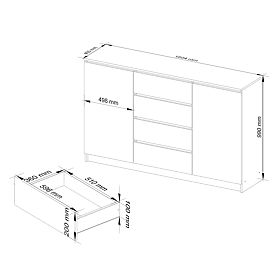 KOMÓD K160 2D 4F CLP PK ARTISAN / FEHÉR