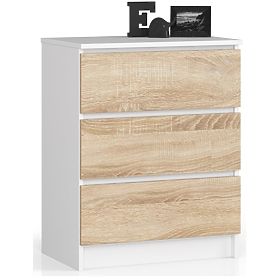 KOMÓD K60 3SZ CLP FEHÉR / SONOMA