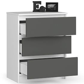 KOMÓD K60 3SZ CLP FEHÉR / SZÜRKE