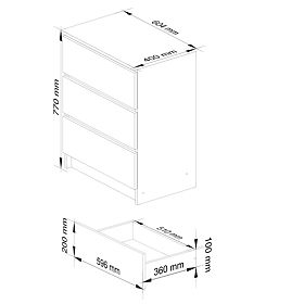 KOMÓD K60 3SZ CLP PK TÖLGY CRAFT