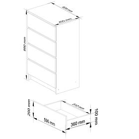KOMÓD K60 4FIÓK PK ARTISAN TÖLGY / FEHÉR