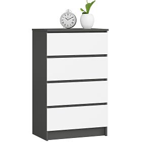 KOMÓD K60 4SZ CLP PK GRAFIT SZÜRKE / FEHÉR