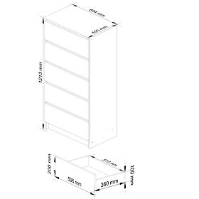 KOMÓD K60 5SZ CLP PK FEHÉR FÉNYES
