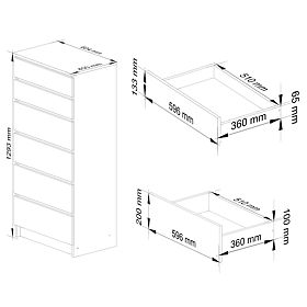 KOMÓD K60 6SZ CLP PK TÖLGY ARTISAN / FEHÉR
