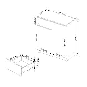KOMÓD K80 2D 1SZ CLP PK FEKETE FÉNYES