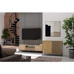 Komód sima elülső résszel Kamaro 2D Slim / Sima TÖLGY ARTISAN Lamellák