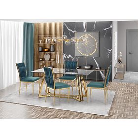 KONAMI asztal, lap - fekete márvány, lábak - arany (2p=1db), Halmar