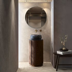 La promessa 40 cm-es szekrény szett mosdóval, bordázott, lekerekített, sötét dió/fekete