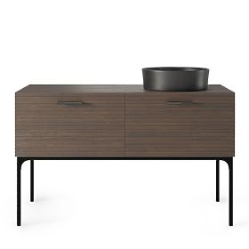 La Purete 120 cm-es mosdós szekrény szett, barázdált, dió/fekete
