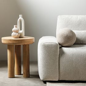 Limali oldalasztal 50 cm, kerek, mangófa, lekerekített formák