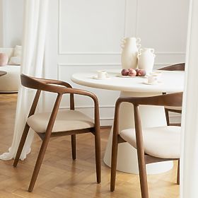 Ludvika fa szék, lekerekített, dió/bézs