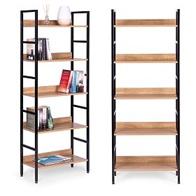Magas loft stílusú 5 polcos fém MDF polc ModernHome