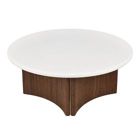 Marlo dohányzóasztal 80 cm, krémfehér/dió, mikrocemen