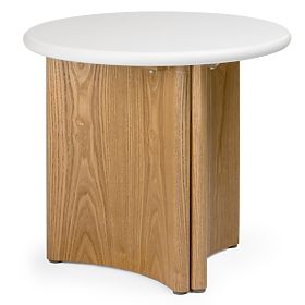 Marlo II oldalsó asztal 50 cm, krémfehér/tölgy, mikrocemen
