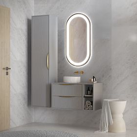 Mattia LED világítású tükör, 100x50 cm, ovális, ezüst, páramentesítő