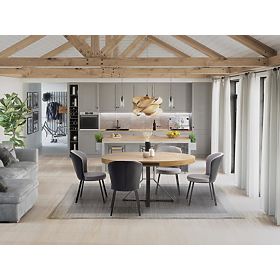 MERCY kinyitható asztal, lap - arany tölgy, lábak - fekete (2p=1db), Halmar