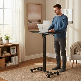 Mobil állítható asztal 70x48 cm laptopasztal magasságállítás 71,5-112 cm fekete ModernH, MODERNHOME