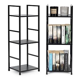 Modern fa polc fém kerettel LOFT 3 polc fekete
