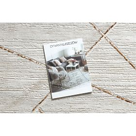 Modern szőnyeg DUKE 51557 krém/arany - Geometrikus, strukturált, nagyon finom, rojtokkal, F.H.Kabis