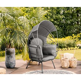 ModernHome szürke kerti kokon szék összecsukható tetővel, MODERNHOME