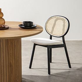 Monet fa szék bécsi fonattal, rattan, bársony, fekete/ecru, lectus