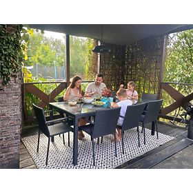 Nagy étkezőgarnitúra technorattanból (asztal 200x100cm + 8 szék) SOTTILE fekete