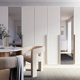 Neroli szekrényajtó, 45,6 cm, ívelt vájatok, fehér, bal