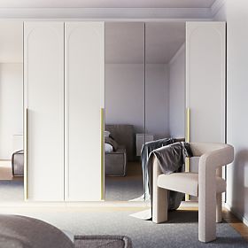 Neroli szekrényajtó, 45,6 cm, íves betét, fehér, bal