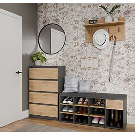 Nyitott cipősszekrény TALLIN ANTRACIT TÖLGY ARTISAN előszobába