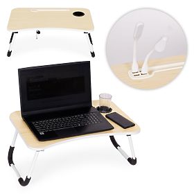 Összecsukható laptopállvány 60x40 cm lámpával és ventilátorral ModernHome, MODERNHOME