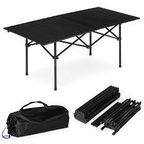 Összecsukható túraasztal 120x55 cm kempingezéshez, táskával, fekete MultiGarden, MultiGarden