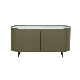 Ovális Nari komód, zöld/szürke, spiek, fényes