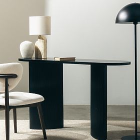 Pauline íróasztal/konzol 140 cm, fekete, lamellás