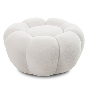 Perugia puff, fehér, boucle, lekerekített formák