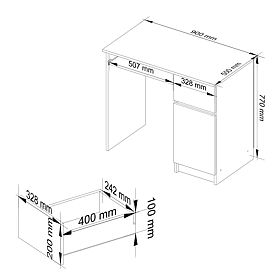 PIKSEL PK SZÁMÍTÓGÉPASZTAL FEHÉR/SZÜRKE - JOBB