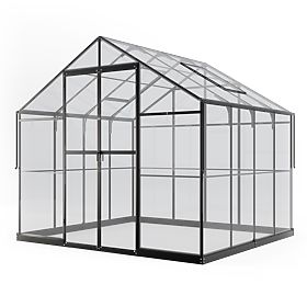 ProGlass Classic Compact 7,7 m²-es kerti üvegház alappal, edzett üveg 4 mm, alumínium
