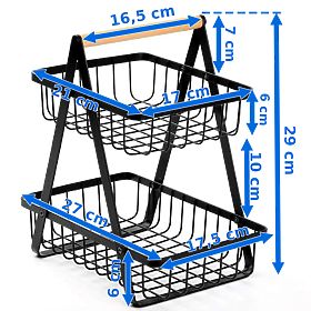 PULOS 2 szintes fekete gyümölcskosár