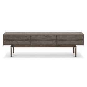 Quadri TV szekrény fiókokkal, tömör tölgyfa, furnér, eszpresszó barna