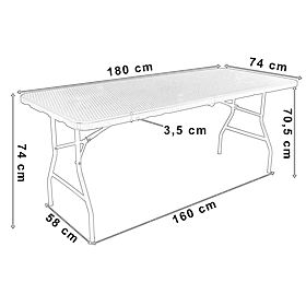 RATTAN catering készlet 180 cm-es asztal + 6 szék