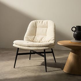 Ravena relaxációs fotel bézs, boucle/fekete lábak