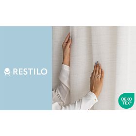 RESTILO DRIMAR függöny bézs szín modern stílus ezüst karikák anyag len, mikroszálas 140x270