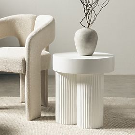 Salerno dohányzóasztal 45 cm, kerek, fehér, barázdált